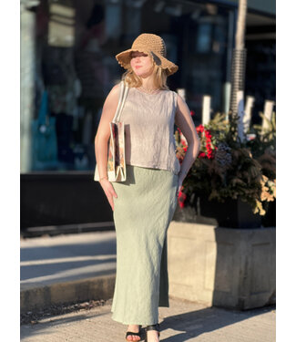 Astrid Woven Linen Skirt - Khaki
