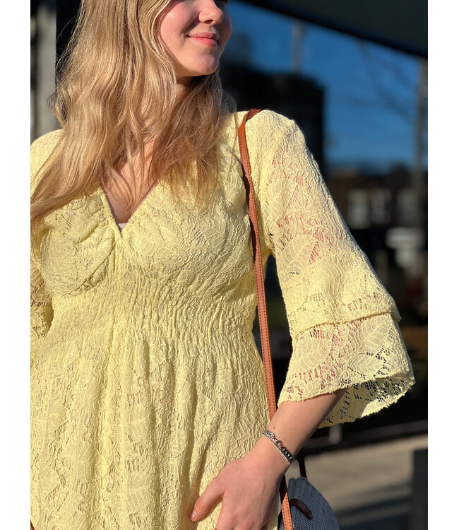 Astrid Lacey Ruffle Sundress - Yellow