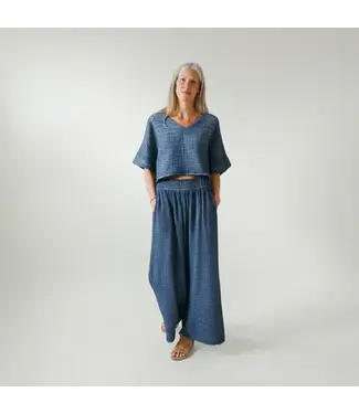 Pokoloko Crinkle Palazzo Pants - OS - Denim