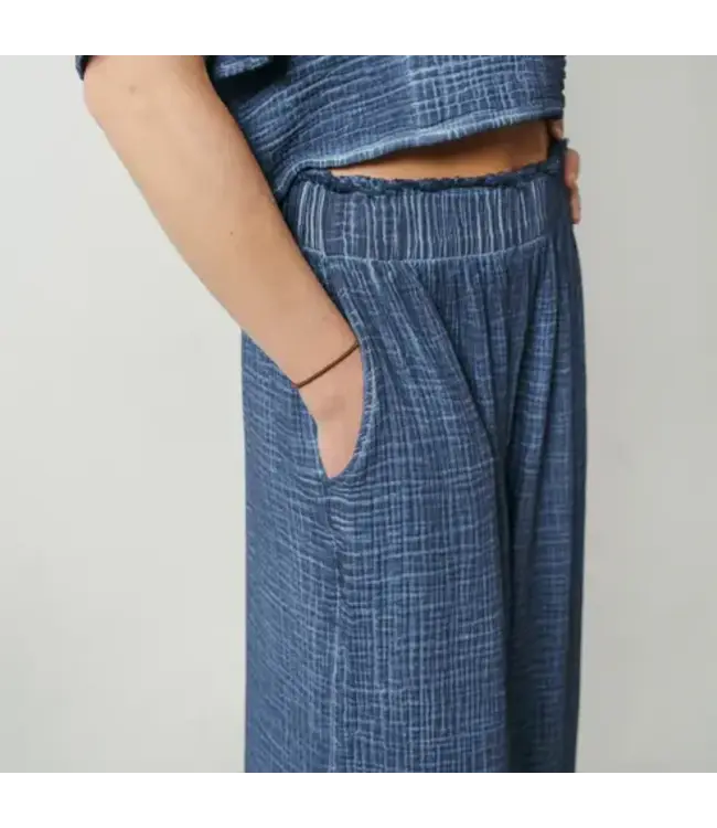 Pokoloko Crinkle Palazzo Pants - OS - Denim