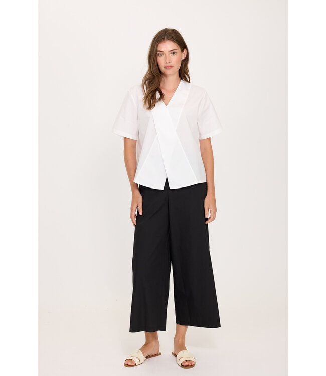 Pistache Poplin Cotton Palazzo Pants - Black / Beige
