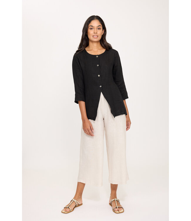 Pistache Cropped Linen Pant - Beige