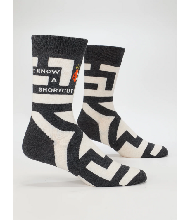 Blue Q Crew Socks - I Know A Shortcut