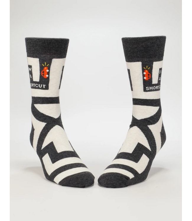 Blue Q Crew Socks - I Know A Shortcut