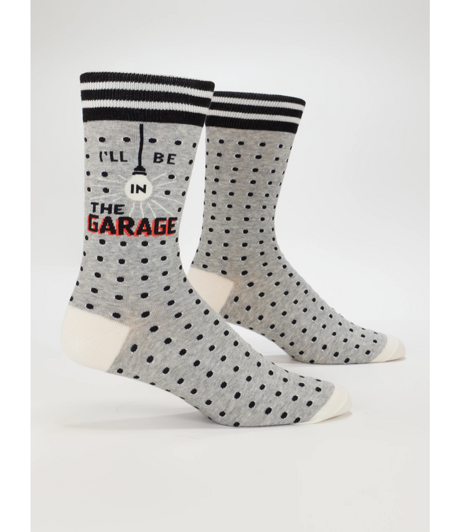 Blue Q Crew Socks -I'll Be In The Garage