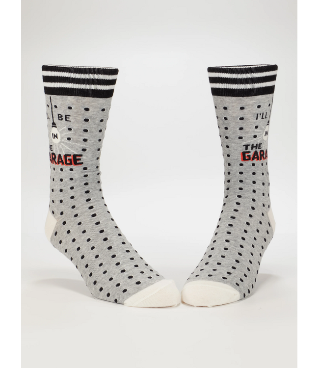 Blue Q Crew Socks -I'll Be In The Garage