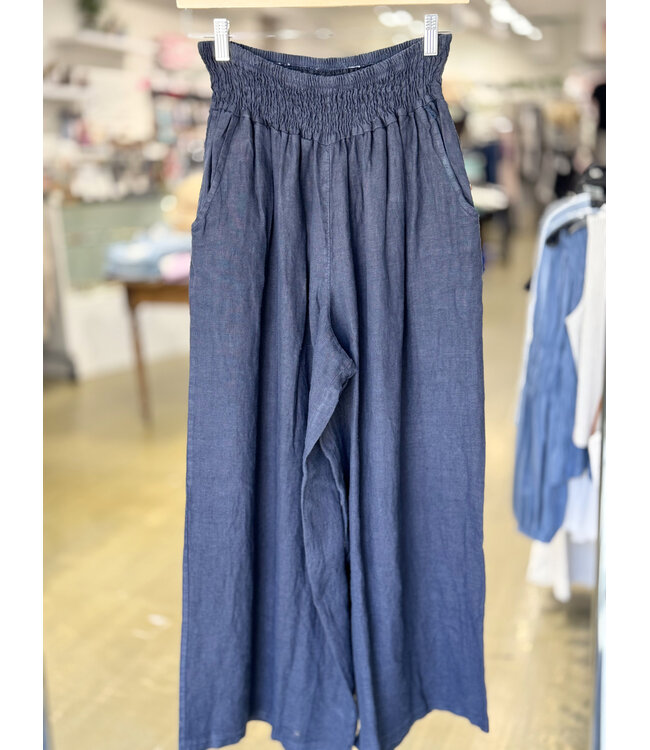 Made in Italy Linen Pants w/ Smocked Waist - OS