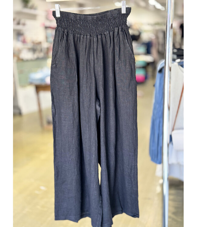Made in Italy Linen Pants w/ Smocked Waist - OS