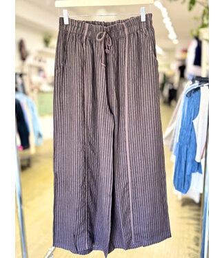 Made in Italy Linen Stripe Pants  - Cacao