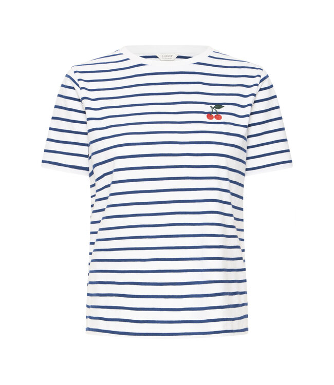 B. Young Crew Neck Tee w/ Cherry - Blue Stripe