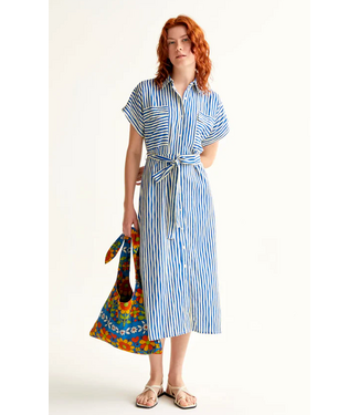 Compania Fantastica Midi Stripe Dress - Blue