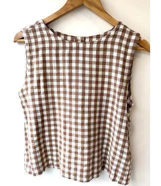 B. Young Gingham Top w/ Buttons at Back - WoodSmoke
