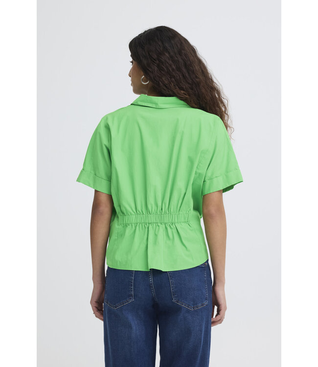 ICHI Ihmana Collared Y-Neck Shirt - Green