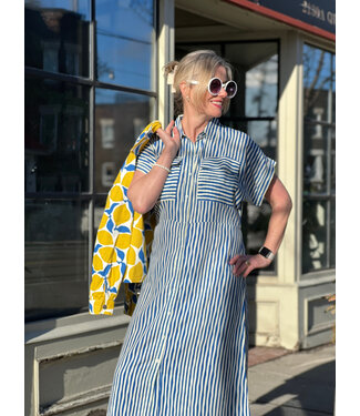 Compania Fantastica Midi Stripe Dress - Blue
