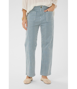 Cream CRBerta 7/8 Twill Pant - Blue Stripes