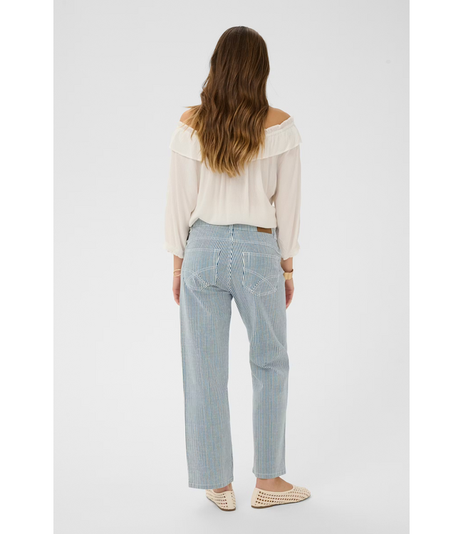 Cream CRBerta 7/8 Twill Pant - Blue Stripes