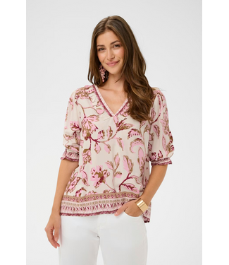 Cream CRTiah Boho Blouse - Pink Flower