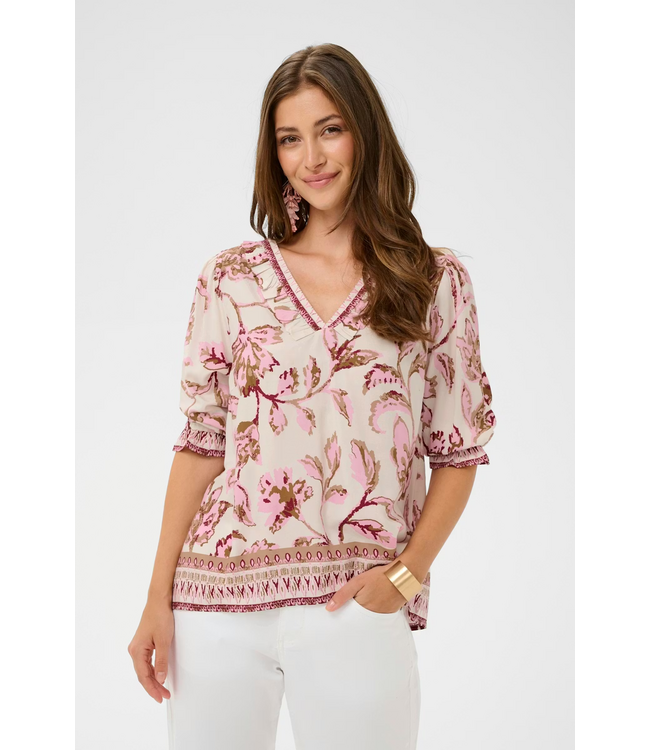 Cream CRTiah Boho Blouse - Pink Flower