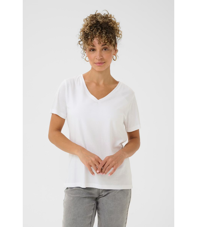Cream CrNaia V-Neck Shirt - White