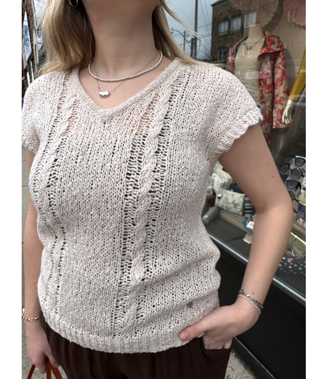 Cream CRStef Slipover Knit Top - Cream