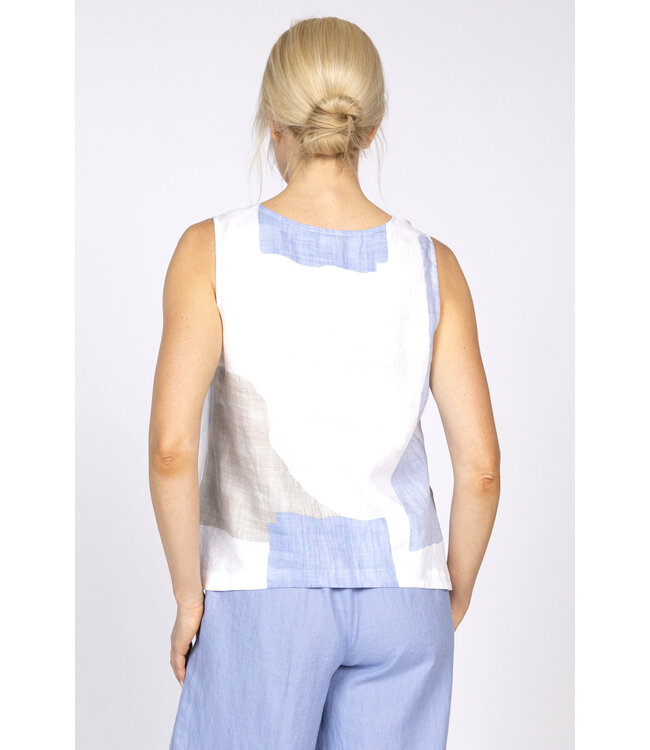 Olivia Sunset Linen Tank - Costal Print