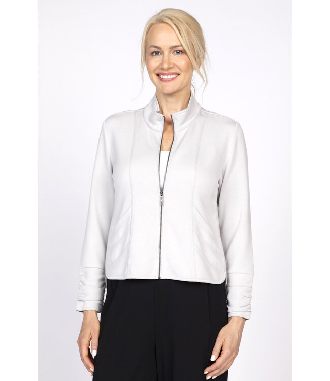 Olivia Border Stitch Jacket - Sandy Grey