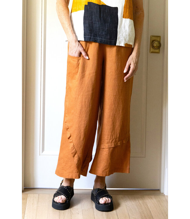 Olivia Crossroads Wide Leg Linen Pant - Cinnamon