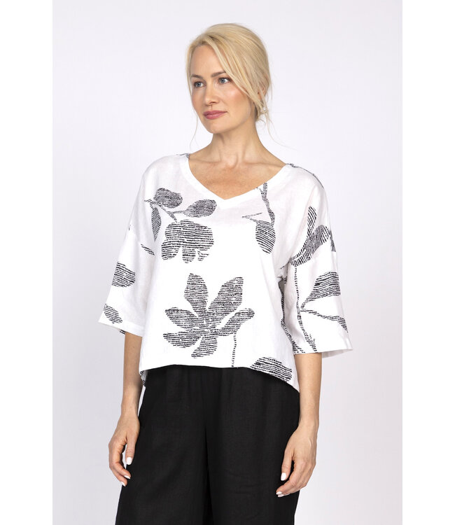 Olivia Tessa Floral Top - Black & White