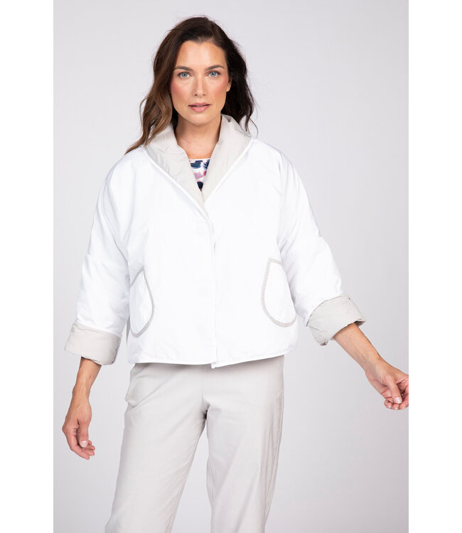 Olivia Reversible Crop Jacket - Sandy Grey