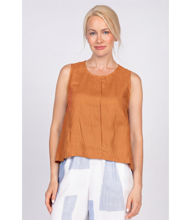 Olivia Scoop Neck Linen Tank - Cinamon