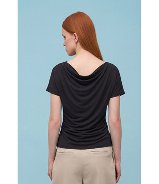 Astrid Scoop Cowl Neck Top - Black