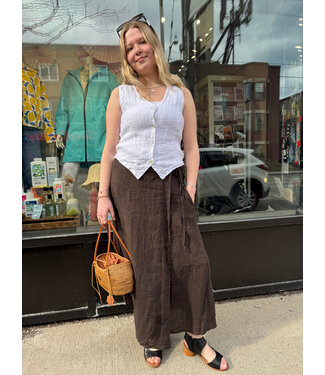 Angela Mara Linen Vest - White