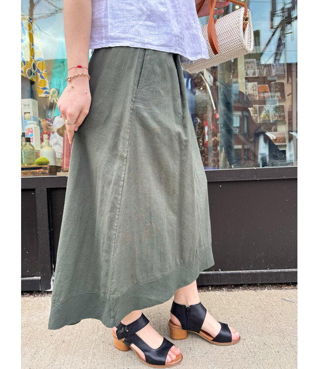 Linen High-Low Skirt - Cactus