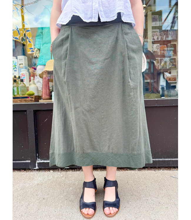 Linen High-Low Skirt - Cactus