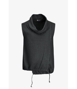 Cowl-Neck Crossover Tank - Black