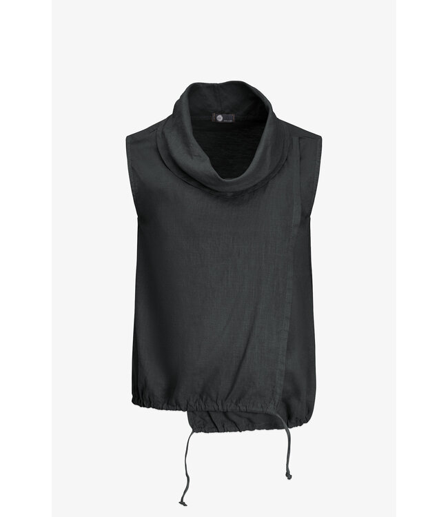 Cowl-Neck Crossover Tank - Black