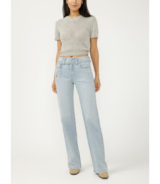 Silver Jeans Avery High Rise Belted Trouser Jeans - Light Blue