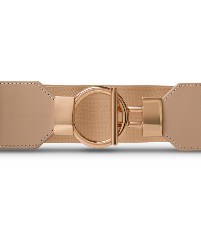 Zoe Stretch Belt - Taupe & Gold