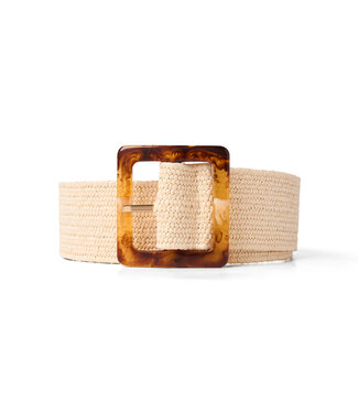 Gaby Woven Stretch Belt - Beige