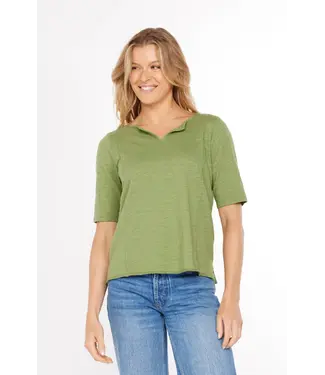 Mododoc Half Sleeve Split V Tee - Hazel