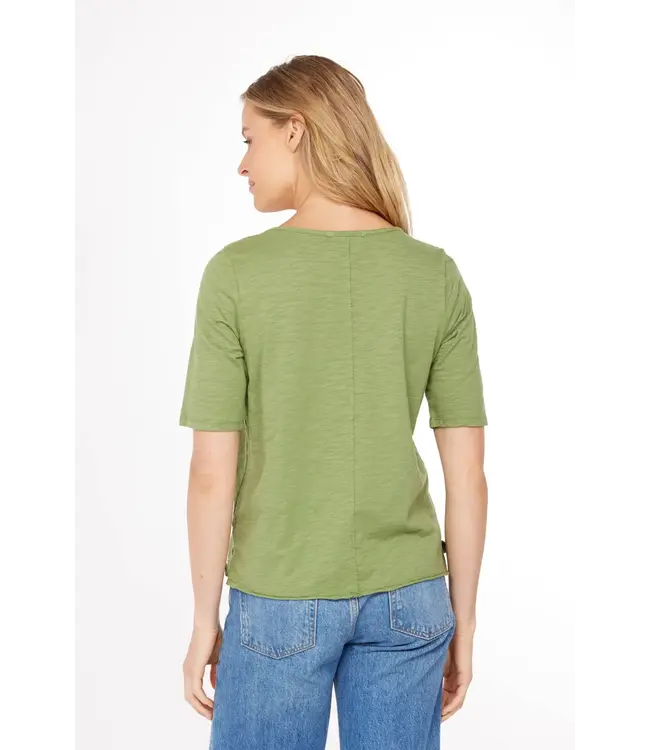 Mododoc Half Sleeve Split V Tee - Hazel