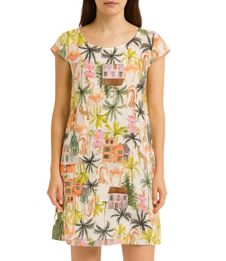 Linen Cap Sleeve Dress - Tropical Beige