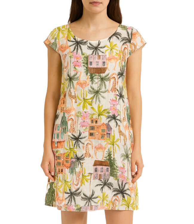 Linen Cap Sleeve Dress - Tropical Beige