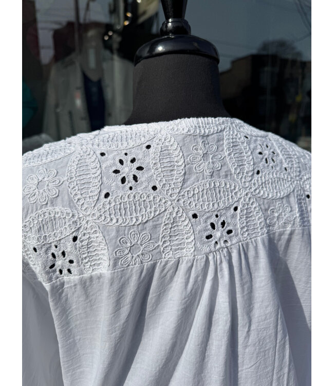 Lace Button-Up Blouse - White