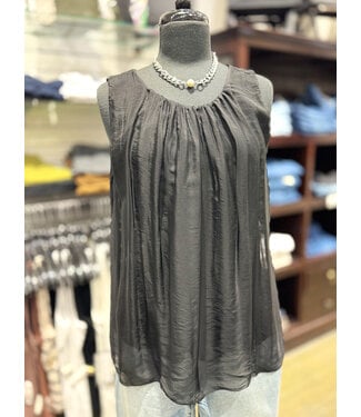 Lined Silk Sleeveless Top - Black