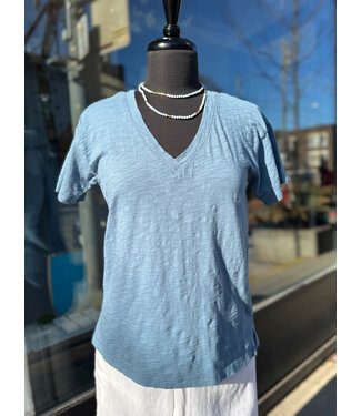 Mododoc V-Neck Short Sleeve Tee - Misty Denim