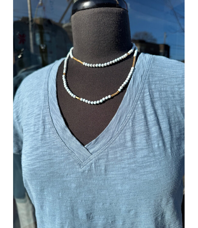 Mododoc V-Neck Short Sleeve Tee - Misty Denim