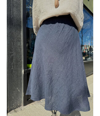Pistache Short Linen Skirt - Midnight Navy