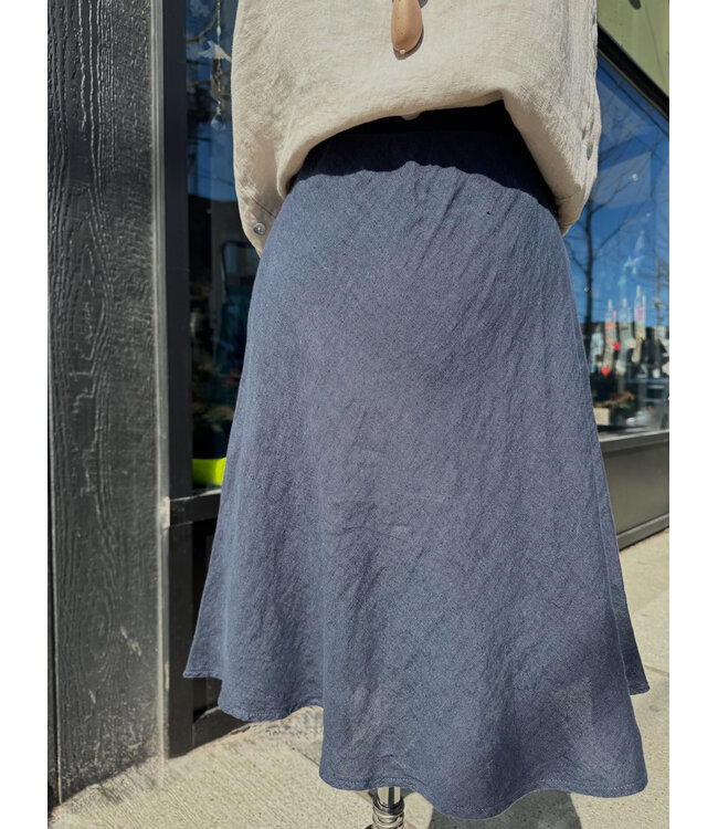 Pistache Short Linen Skirt - Midnight Navy