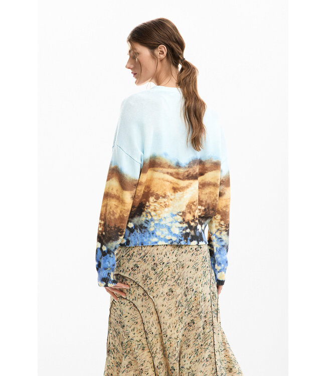 Desigual Landscape Cardgian Sweater - Light Blue
